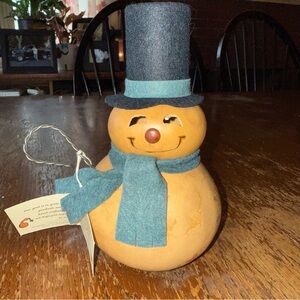 Snowman Gourd Christmas Holiday Decoration Decor Meadowbrooke Gourds W/ Tag 7.5”